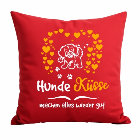 Kissen 40x40 cm bedruckt mit HUNDEKÜSSE MACHEN ALLES WIEDER GUT