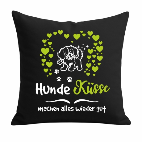 Kissen 40x40 cm bedruckt mit HUNDEKÜSSE MACHEN ALLES WIEDER GUT