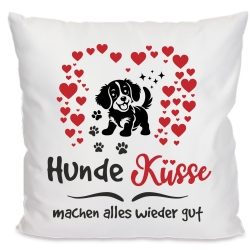 Kissen 40x40 cm bedruckt mit HUNDEKÜSSE MACHEN ALLES WIEDER GUT