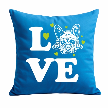 Kissen 40x40 cm bedruckt mit LOVE Hund
