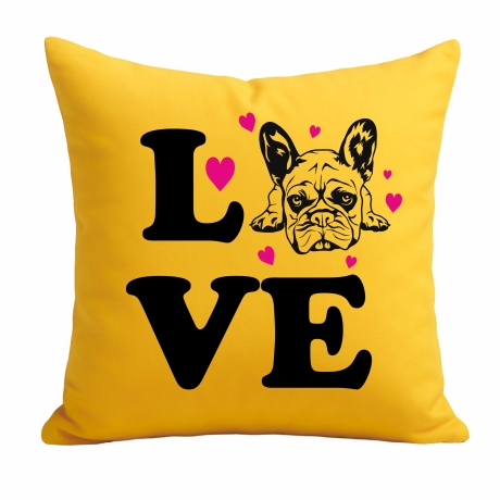 Kissen 40x40 cm bedruckt mit LOVE Hund