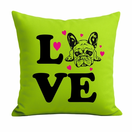 Kissen 40x40 cm bedruckt mit LOVE Hund