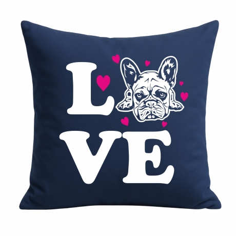 Kissen 40x40 cm bedruckt mit LOVE Hund