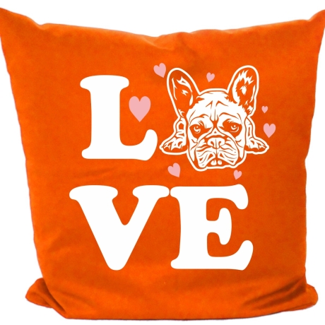 Kissen 40x40 cm bedruckt mit LOVE Hund