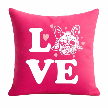 Kissen 40x40 cm bedruckt mit LOVE Hund
