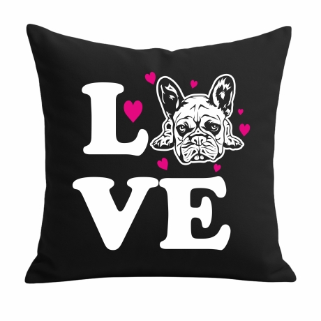 Kissen 40x40 cm bedruckt mit LOVE Hund