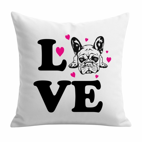 Kissen 40x40 cm bedruckt mit LOVE Hund
