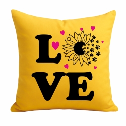 Kissen 40x40 cm bedruckt mit LOVE Sonnenblume