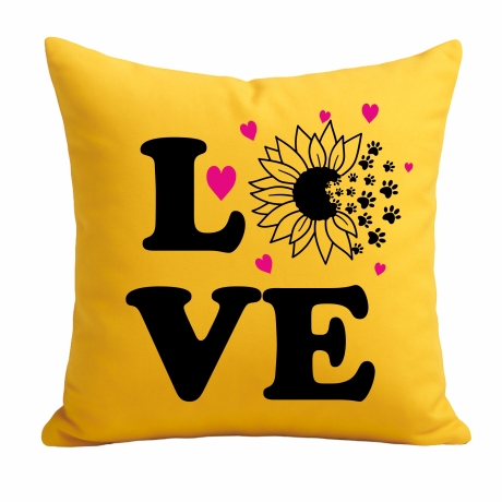 Kissen 40x40 cm bedruckt mit LOVE Sonnenblume