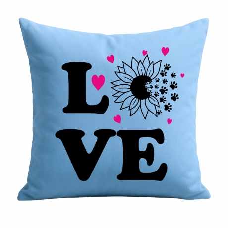 Kissen 40x40 cm bedruckt mit LOVE Sonnenblume