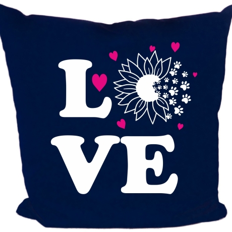 Kissen 40x40 cm bedruckt mit LOVE Sonnenblume