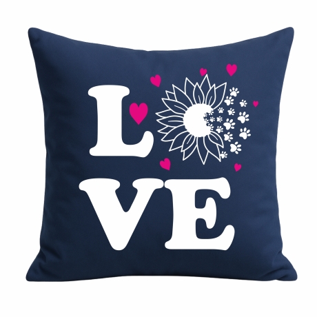 Kissen 40x40 cm bedruckt mit LOVE Sonnenblume