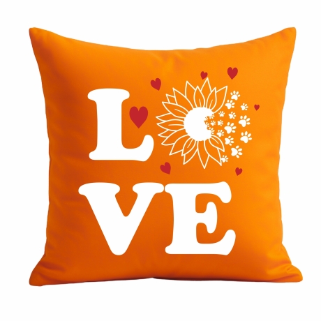 Kissen 40x40 cm bedruckt mit LOVE Sonnenblume