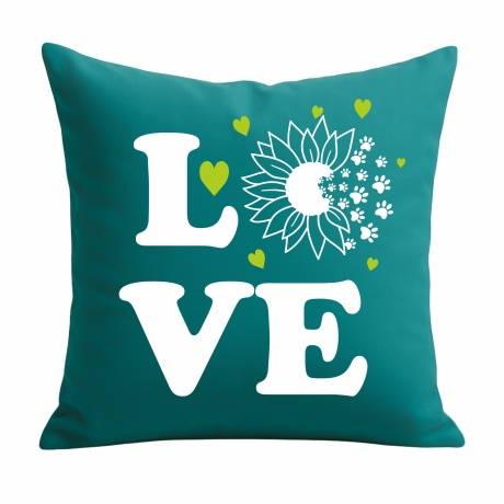 Kissen 40x40 cm bedruckt mit LOVE Sonnenblume