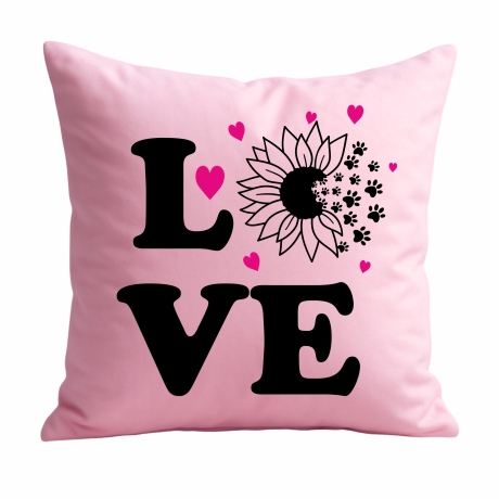 Kissen 40x40 cm bedruckt mit LOVE Sonnenblume