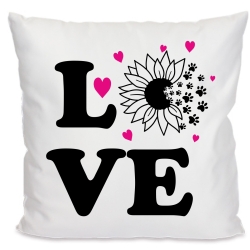 Kissen 40x40 cm bedruckt mit LOVE Sonnenblume