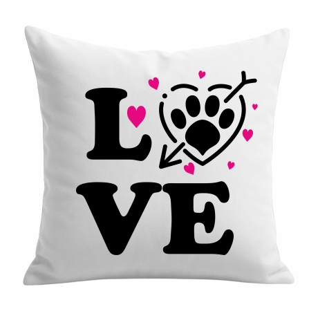Kissen 40x40 cm bedruckt mit LOVE Pfote