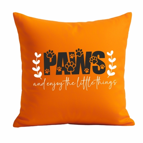 Kissen 40x40 cm bedruckt mit PAWS AND ENJOY THE LITTLE THINGS