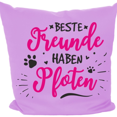 Kissen 40x40 cm bedruckt mit BESTE FREUNDE HABEN PFOTEN