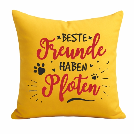 Kissen 40x40 cm bedruckt mit BESTE FREUNDE HABEN PFOTEN