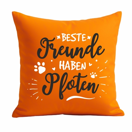 Kissen 40x40 cm bedruckt mit BESTE FREUNDE HABEN PFOTEN