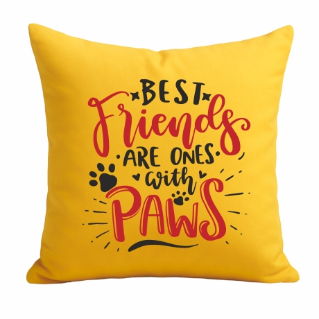 Kissen 40x40 cm bedruckt mit BEST FRIENDS ARE ONES WITH PAWS