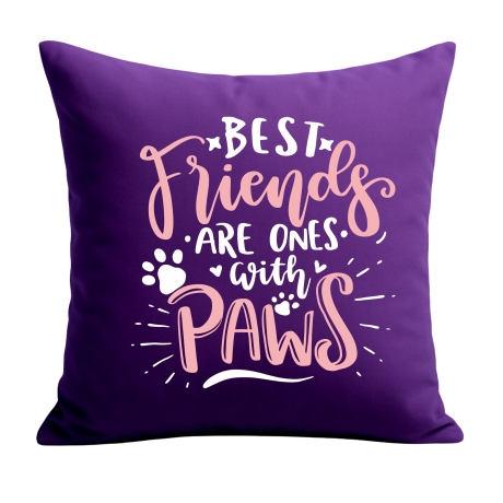 Kissen 40x40 cm bedruckt mit BEST FRIENDS ARE ONES WITH PAWS