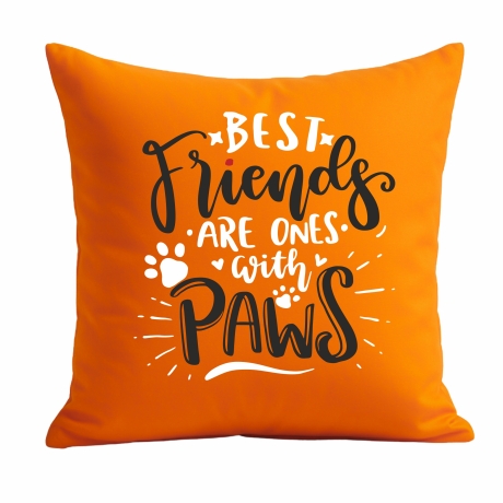 Kissen 40x40 cm bedruckt mit BEST FRIENDS ARE ONES WITH PAWS