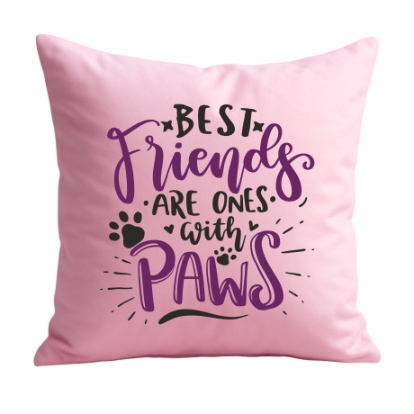 Kissen 40x40 cm bedruckt mit BEST FRIENDS ARE ONES WITH PAWS