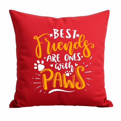 Kissen 40x40 cm bedruckt mit BEST FRIENDS ARE ONES WITH PAWS