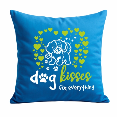 Kissen 40x40 cm bedruckt mit DOG KISSES FIX EVERYTHING