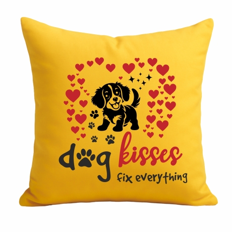Kissen 40x40 cm bedruckt mit DOG KISSES FIX EVERYTHING
