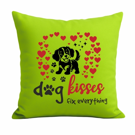 Kissen 40x40 cm bedruckt mit DOG KISSES FIX EVERYTHING