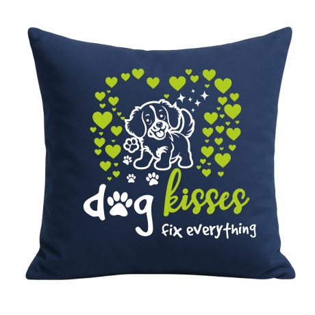 Kissen 40x40 cm bedruckt mit DOG KISSES FIX EVERYTHING