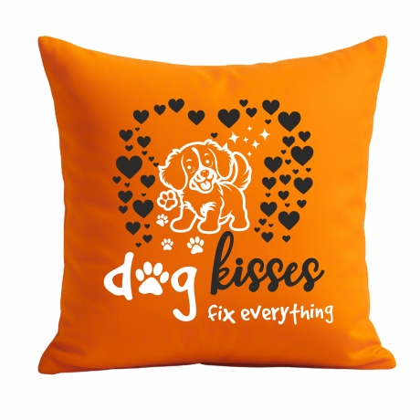 Kissen 40x40 cm bedruckt mit DOG KISSES FIX EVERYTHING