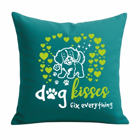 Kissen 40x40 cm bedruckt mit DOG KISSES FIX EVERYTHING