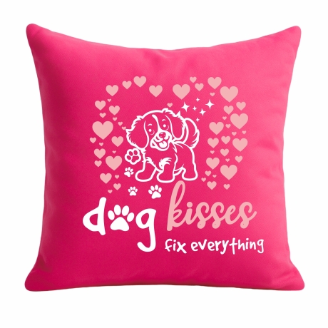 Kissen 40x40 cm bedruckt mit DOG KISSES FIX EVERYTHING