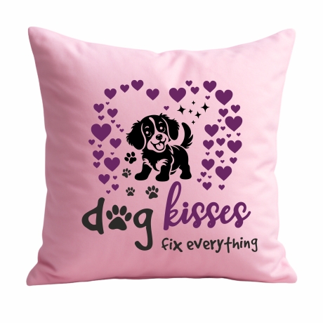 Kissen 40x40 cm bedruckt mit DOG KISSES FIX EVERYTHING