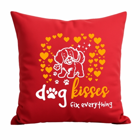 Kissen 40x40 cm bedruckt mit DOG KISSES FIX EVERYTHING