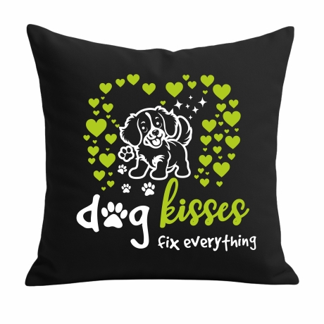 Kissen 40x40 cm bedruckt mit DOG KISSES FIX EVERYTHING