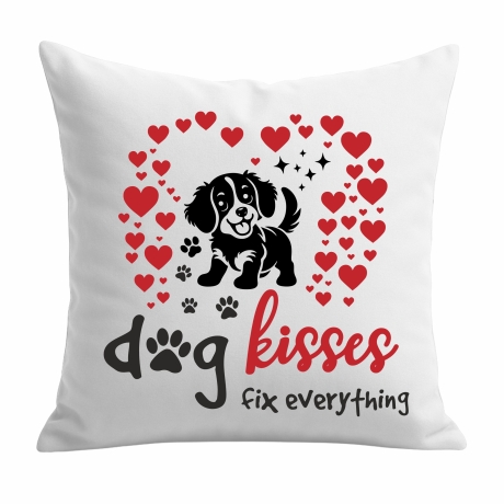 Kissen 40x40 cm bedruckt mit DOG KISSES FIX EVERYTHING