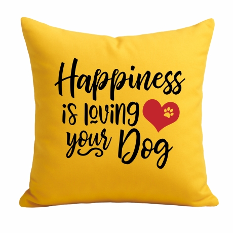 Kissen 40x40 cm bedruckt mit HAPPINESS IS LOVING YOUR DOG