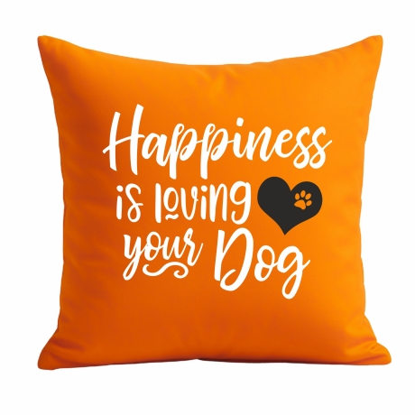 Kissen 40x40 cm bedruckt mit HAPPINESS IS LOVING YOUR DOG