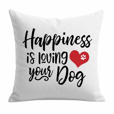 Kissen 40x40 cm bedruckt mit HAPPINESS IS LOVING YOUR DOG