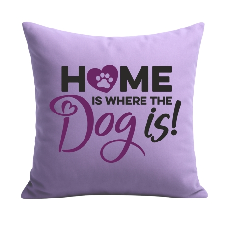 Kissen 40x40 cm bedruckt mit HOME IS WHERE THE DOG IS