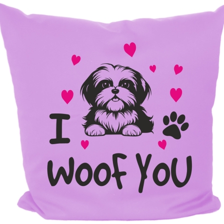 Kissen 40x40 cm bedruckt mit I WOOF YOU