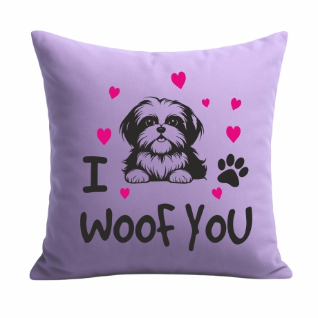 Kissen 40x40 cm bedruckt mit I WOOF YOU