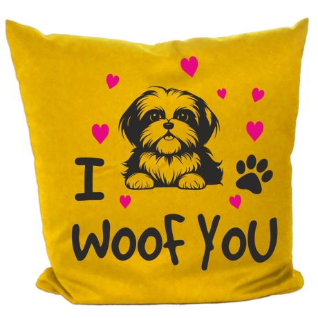 Kissen 40x40 cm bedruckt mit I WOOF YOU