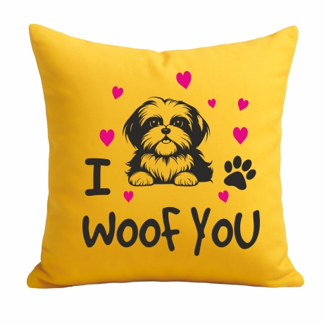 Kissen 40x40 cm bedruckt mit I WOOF YOU