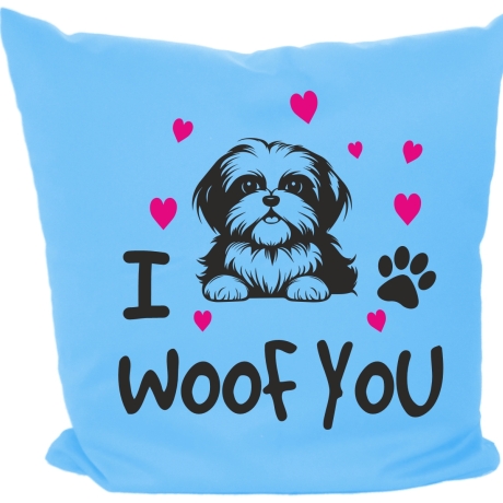 Kissen 40x40 cm bedruckt mit I WOOF YOU